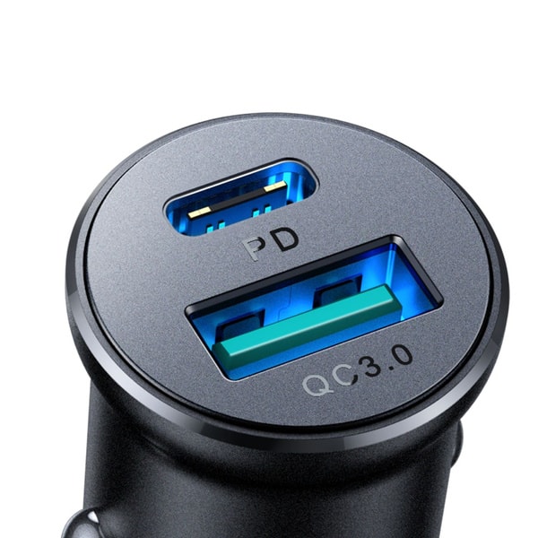Joyroom JR-CCN05 30W USB-A USB-C Mini Car Charger - Black