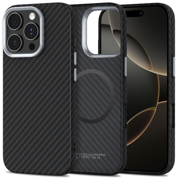 Tech-Protect Ion Carbon MagSafe iPhone 16 Pro Case - Black/Grey